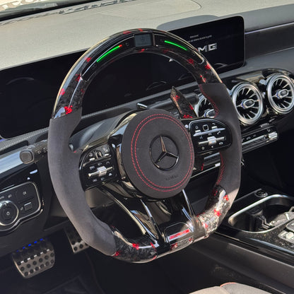Volante personalizzato con LED di cambiata per Mercedes classe A w177 - CLA C118 - C W205  (configuralo)