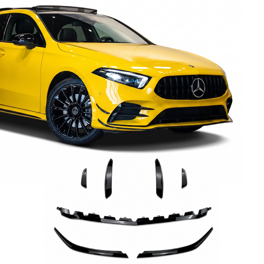 Front lip Paraurti Anteriore Per Mercedes Classe A W177 A35 / Amg-line Nero lucido (18-23)