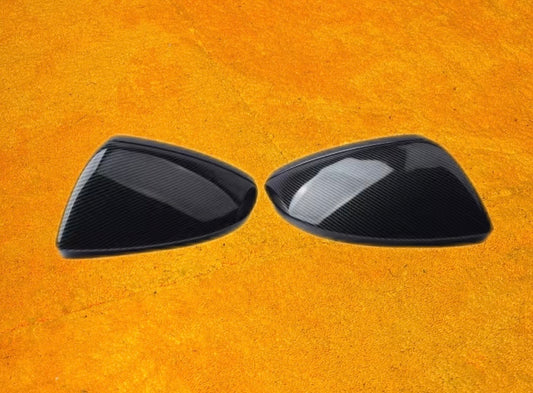 Coppia Calotte Specchio Retrovisore per Audi A6 C8 Nero Lucido/Carbon look (19-23)