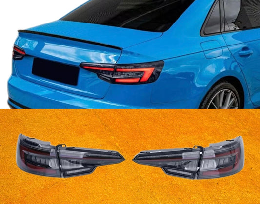 Coppia Fanali Posteriori Dinamici Full Led Fumè per Audi A4 S4 B9 Sedan
