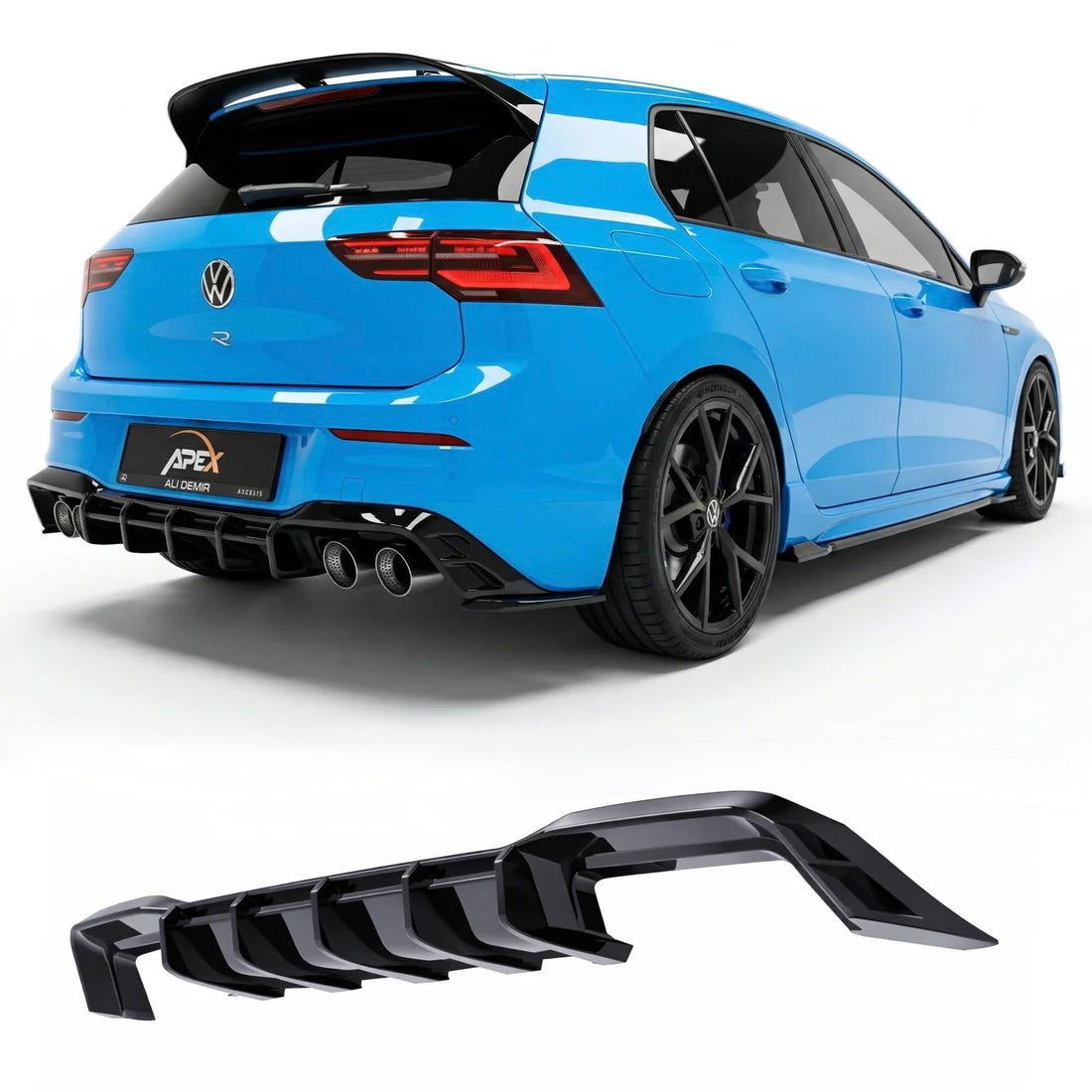 APEX - Diffusore posteriore doppia uscita per VW Golf MK8 R (2020-2024)