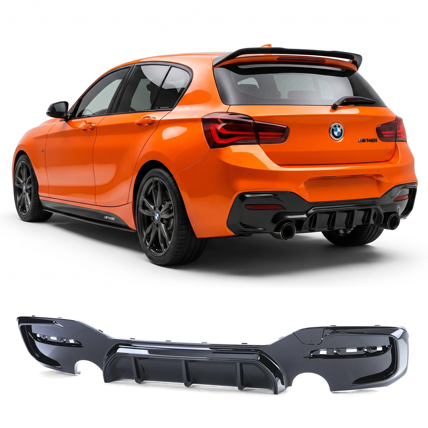 Diffusore Posteriore Stile M per Bmw Serie 1 F20 F21 Nero lucido (15-19)