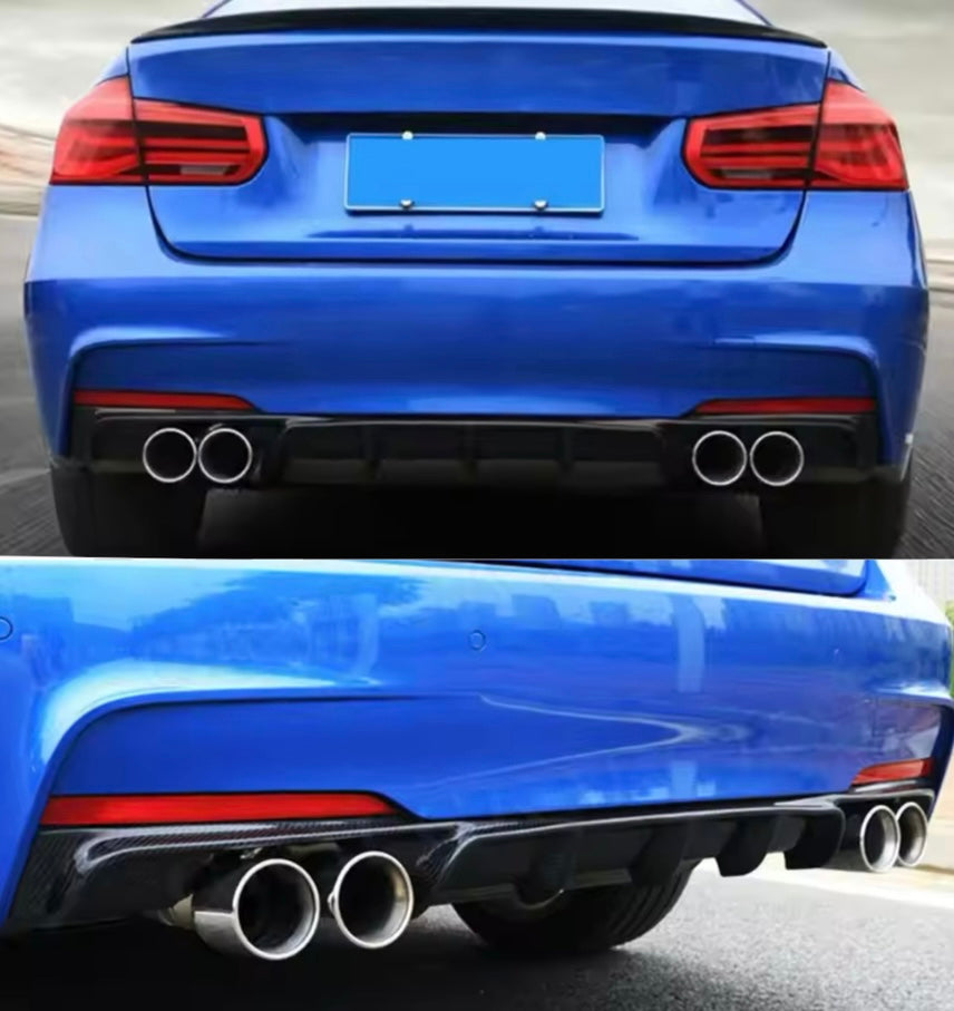 Diffusore Posteriore Stile M per Bmw Serie 3 F30 F31 F35 Carbon look Nero lucido (12-20)