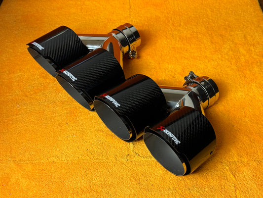 Coppia Terminali Doppi Scarico Auto Universale AK 63mm In - 114mm Out (2pz)