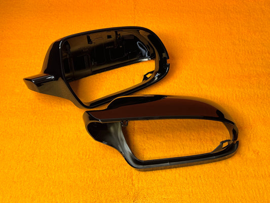 Coppia Calotte Specchio Retrovisore per Audi A4 A5 Nero Lucido/Carbon look (10-16)