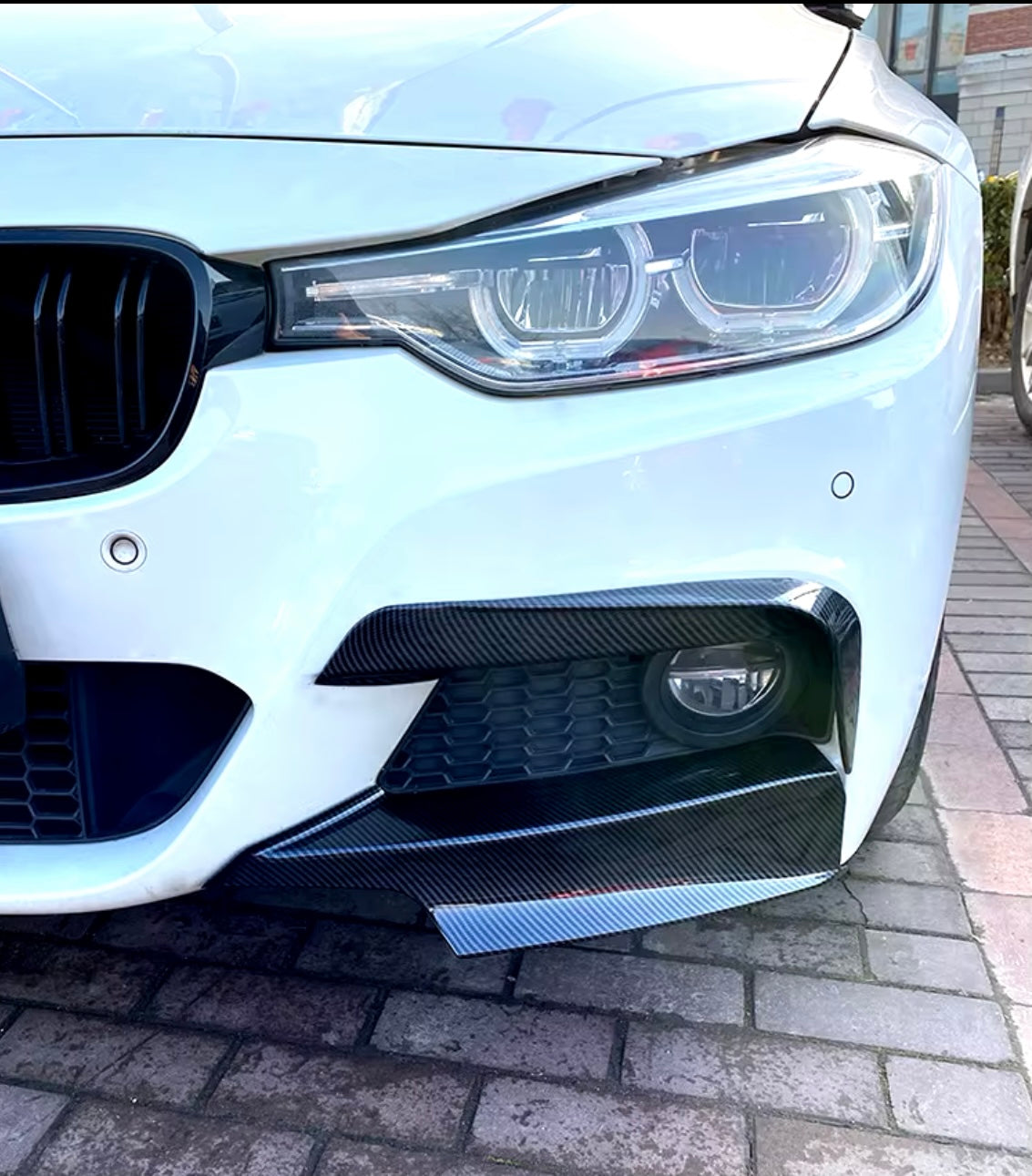 Front lip Paraurti Anteriore Per Bmw 3 F30 Msport Carbon look/Nero lucido(14-19)