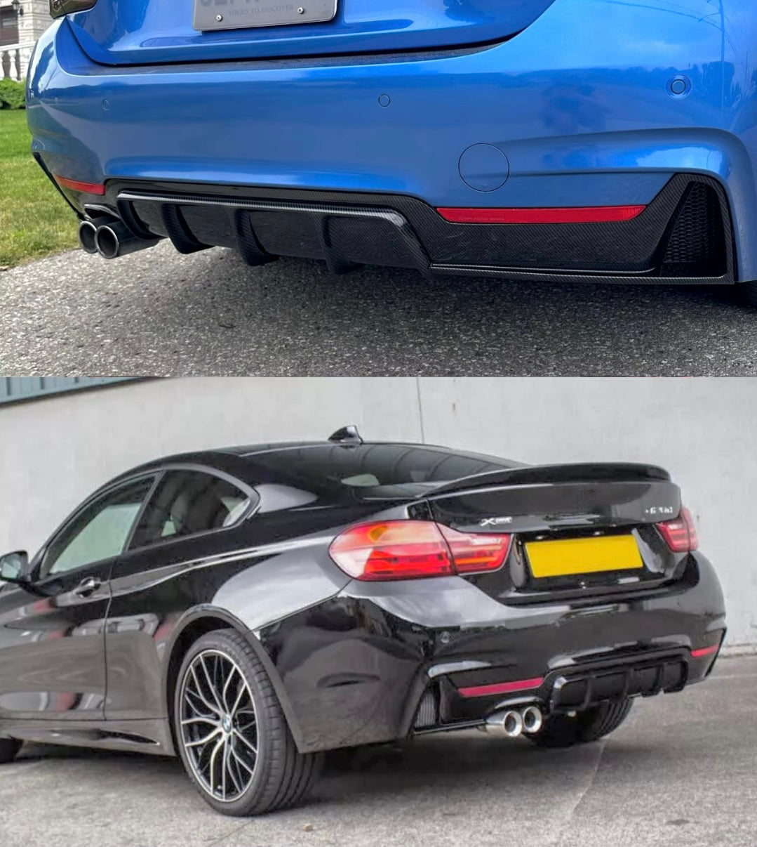 Diffusore Posteriore Stile M per Bmw Serie 4 F32 F33 F36 Nero lucido (13-20)