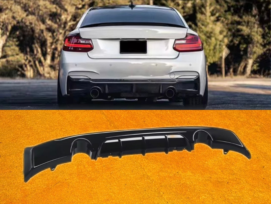 Diffusore Posteriore Stile M per Bmw Serie 2 F22 F23 Carbon look Nero lucido (14-19)