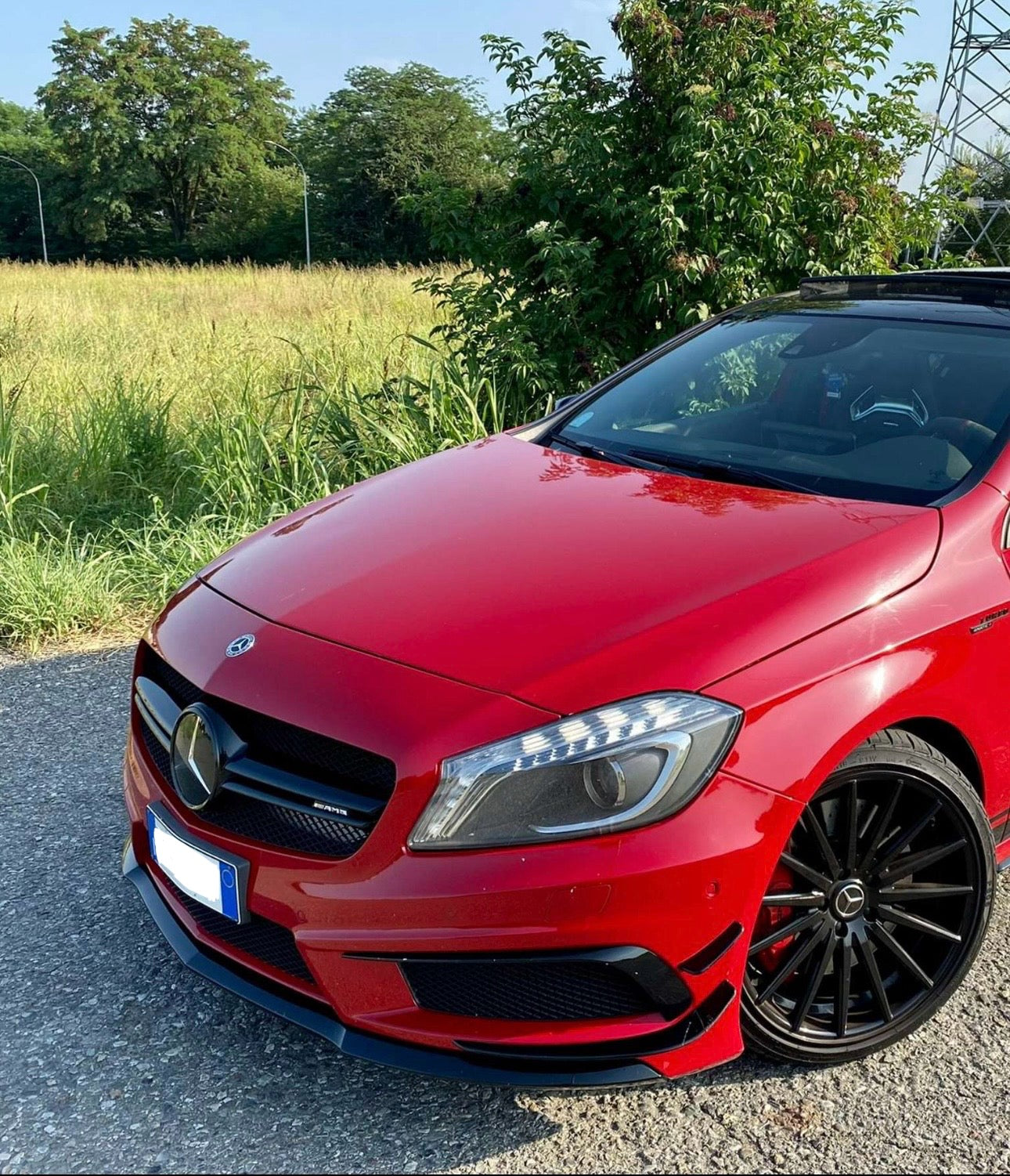 Front lip Paraurti Anteriore Per Mercedes Classe A W176 Nero lucido (12-15)
