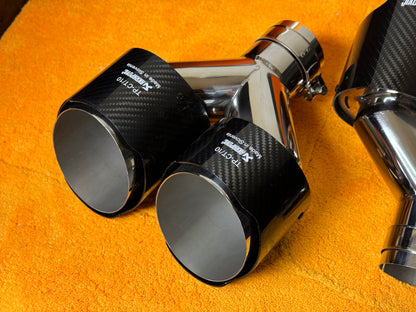 Coppia Terminali Doppi Scarico Auto Universale AK 63mm In - 114mm Out (2pz)