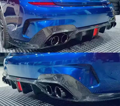 Diffusore Posteriore Stile M Stop a Led per Bmw Serie 3 G20 G21 Carbon look/Nero lucido (19-21)