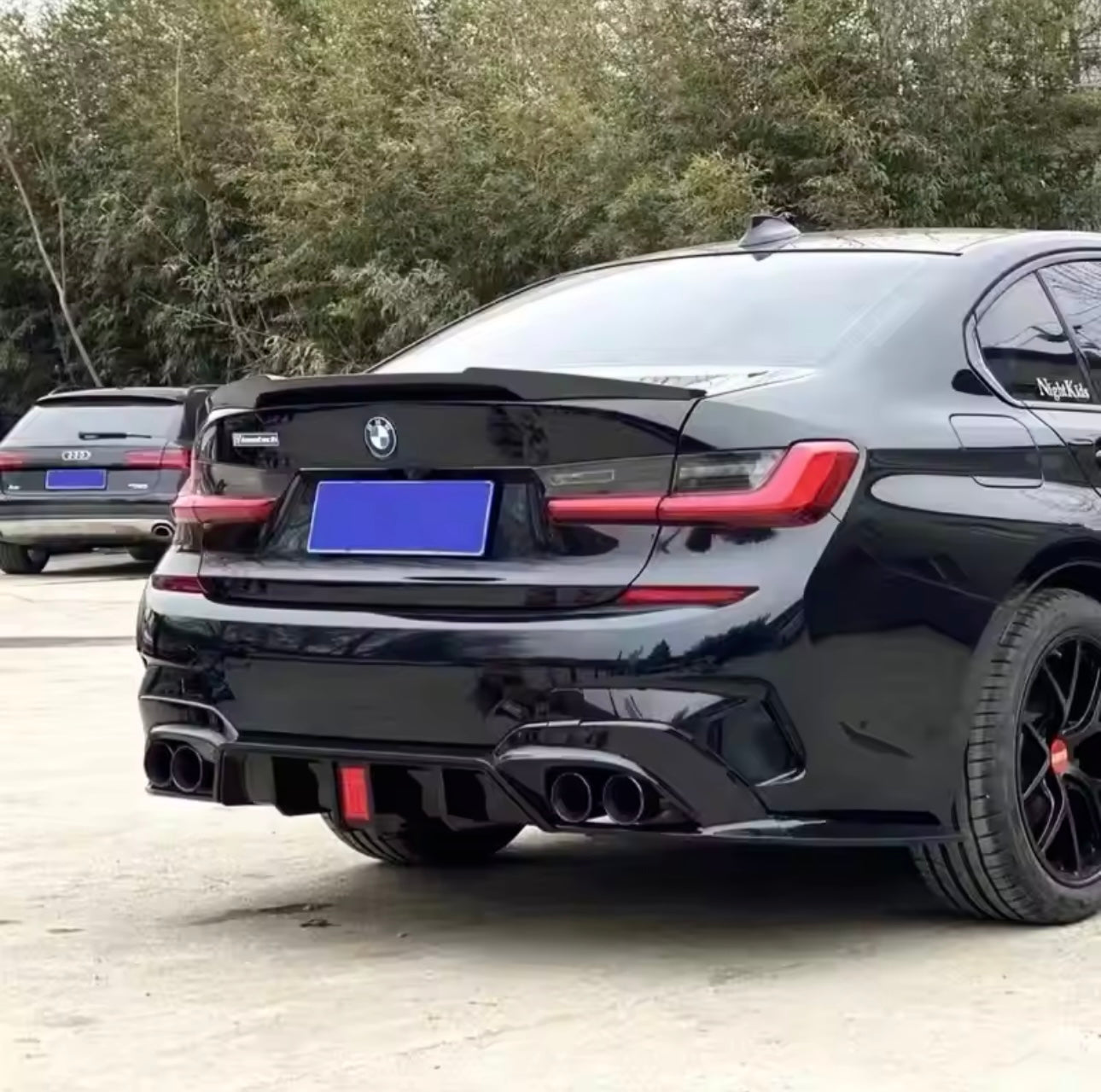Diffusore Posteriore Stile M Stop a Led per Bmw Serie 3 G20 G21 Carbon look/Nero lucido (19-21)