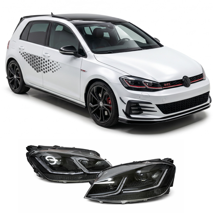 Coppia Fanali Anteriori Dinamici Full Led Fumè per VW Golf MK7 MK7.5