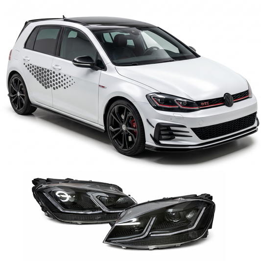 Coppia Fanali Anteriori Dinamici Full Led Fumè per VW Golf MK7 MK7.5