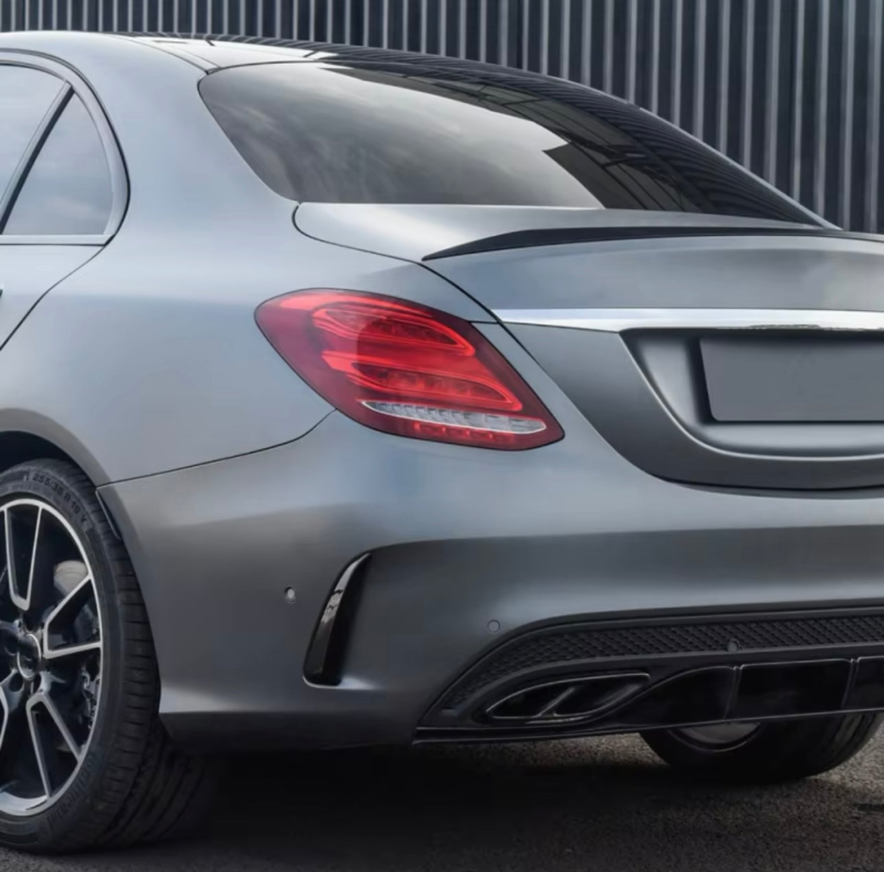Rear lip Paraurti Posteriore Per Mercedes Classe C W205 Nero lucido/Carbon look (14-21)
