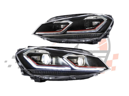 Coppia Fanali Anteriori Dinamici Full Led Fumè per VW Golf MK7 MK7.5