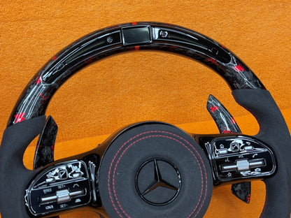 Volante personalizzato con LED di cambiata per Mercedes classe A w177 - CLA C118 - C W205  (configuralo)