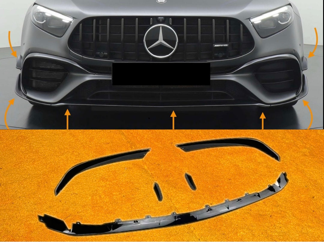 Front lip Paraurti Anteriore Per Mercedes Classe A AMG W177 Nero lucido (18-23)