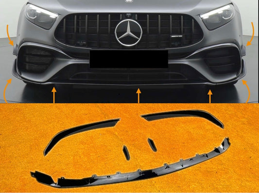 Front lip Paraurti Anteriore Per Mercedes Classe A AMG W177 Nero lucido (18-23)
