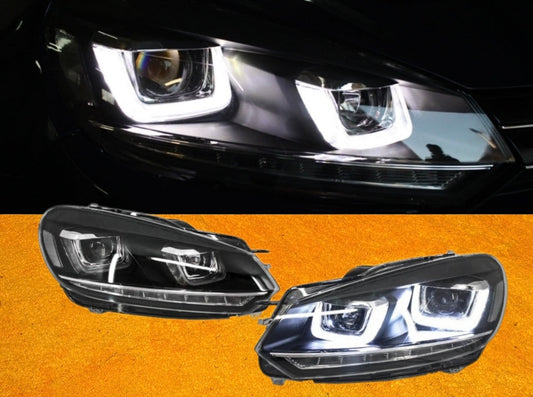 Coppia Fanali Anteriori Dinamici Full Led Fumè per Golf MK6