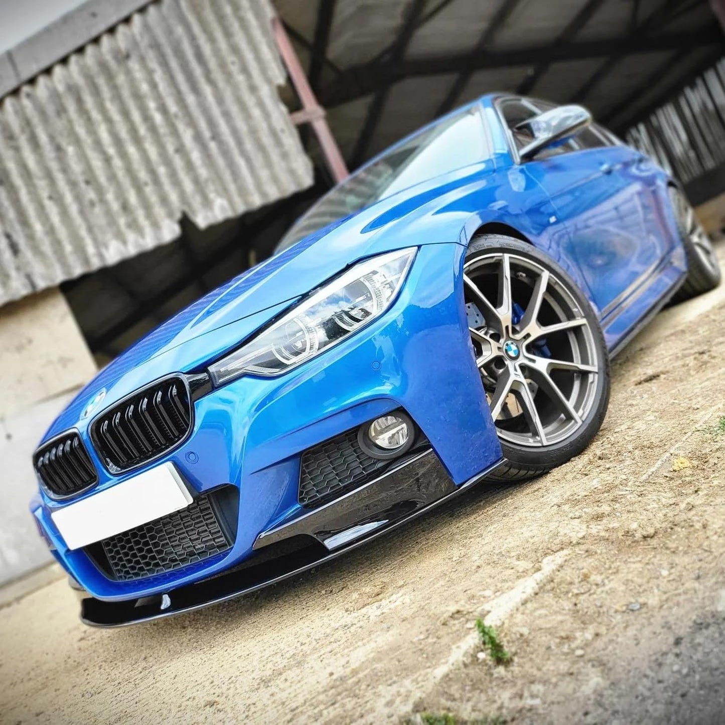 Front lip Paraurti Anteriore Per Bmw 3 F30 Msport Carbon look/Nero lucido(14-19)