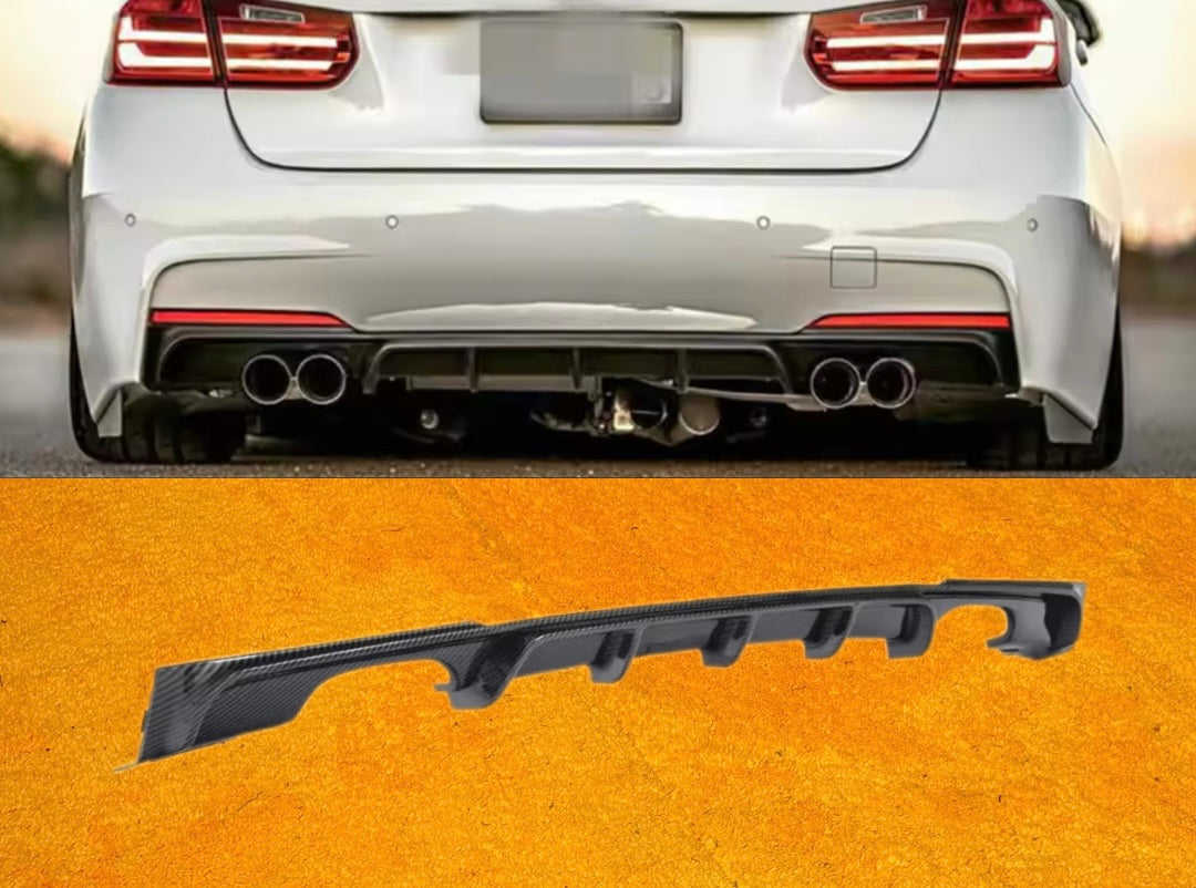 Diffusore Posteriore Stile M per Bmw Serie 3 F30 F31 F35 Carbon look Nero lucido (12-20)