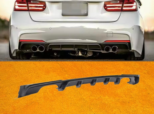 Diffusore Posteriore Stile M per Bmw Serie 3 F30 F31 F35 Carbon look Nero lucido (12-20)