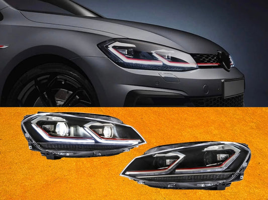 Coppia Fanali Anteriori Dinamici Full Led Fumè per VW Golf MK7 MK7.5