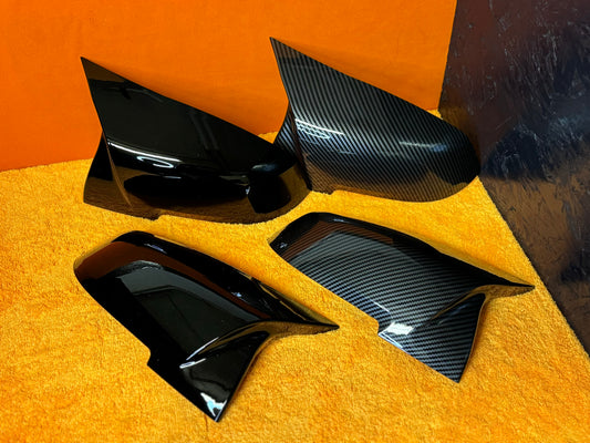 Coppia Calotte Specchio Retrovisore per BMW Serie 1 2 3 4 Nero lucido/Carbon look