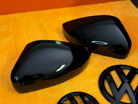 Coppia Calotte Specchio Retrovisore per VW Golf MK6 Nero lucido/Carbon look