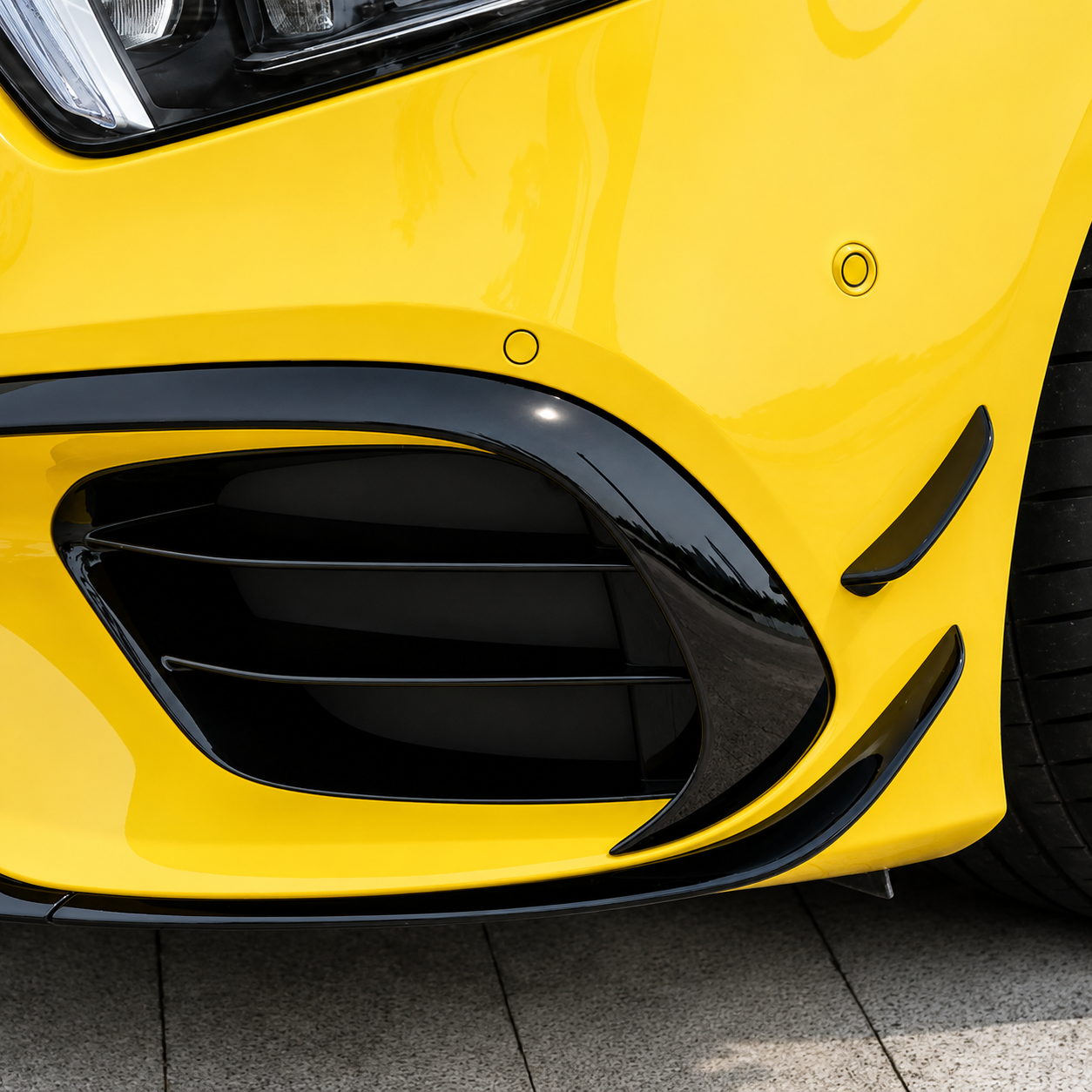 Front lip paraurti anteriore per Mercedes Classe A AMG A45 W177 Nero lucido (18-23)