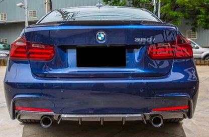 Diffusore Posteriore Stile M per Bmw Serie 3 F30 F31 F35 Carbon look Nero lucido (12-20)