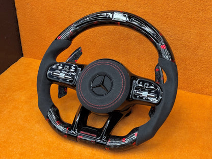 Volante personalizzato con LED di cambiata per Mercedes classe A w177 - CLA C118 - C W205  (configuralo)