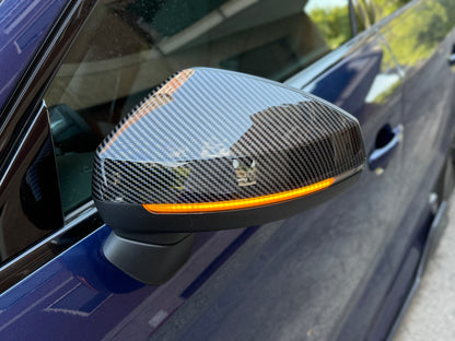 Coppia Calotte Specchio Retrovisore per Audi A3 8V Nero Lucido/Carbon look