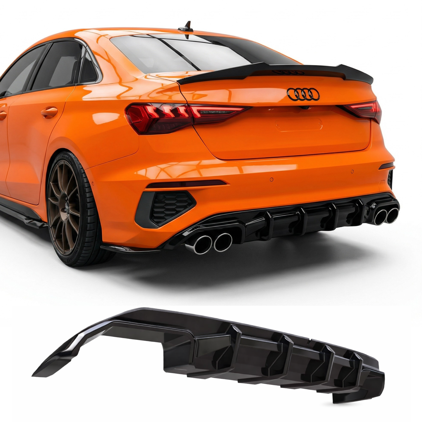 Diffusore posteriore doppia uscita Apex Design per Audi A3 8Y Sedan S3 S-Line (2020-2024)