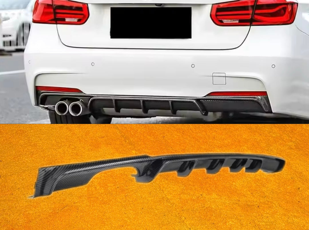 Diffusore Posteriore Stile M per Bmw Serie 3 F30 F31 F35 Carbon look/Nero lucido (12-20)