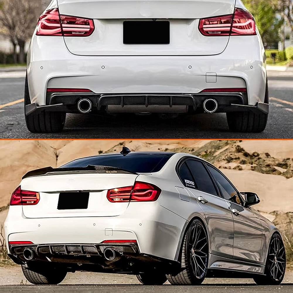 Diffusore Posteriore Stile M per Bmw Serie 3 F30 F31 F35 Carbon look Nero lucido (12-20)