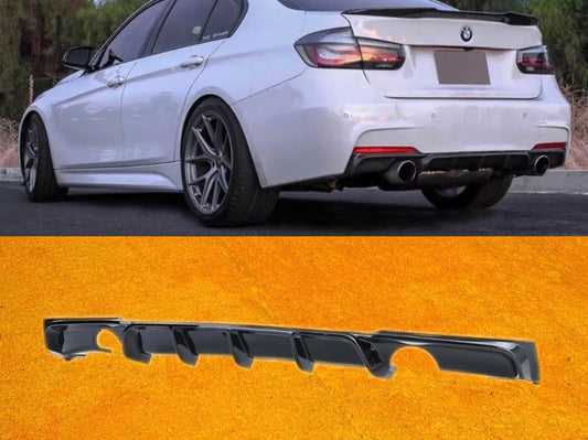 Diffusore Posteriore Stile M per Bmw Serie 3 F30 F31 F35 Carbon look Nero lucido (12-20)