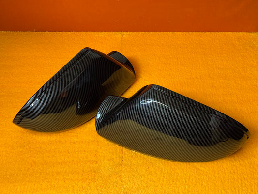 Coppia Calotte Specchio Retrovisore per Audi A6 C7 C7.5 Nero Lucido/Carbon look (11-18)