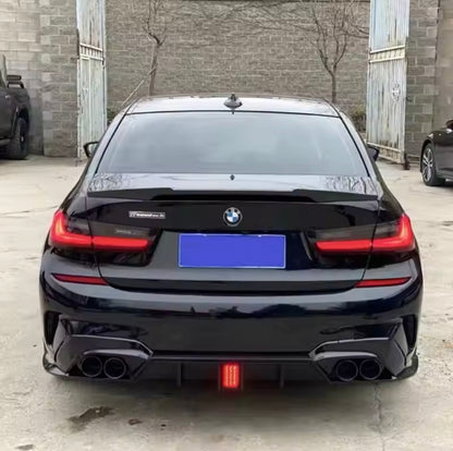 Diffusore Posteriore Stile M Stop a Led per Bmw Serie 3 G20 G21 Carbon look/Nero lucido (19-21)