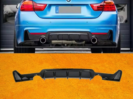 Diffusore Posteriore Stile M per Bmw Serie 4 F32 F33 F36 Carbon look/Nero lucido (13-20)