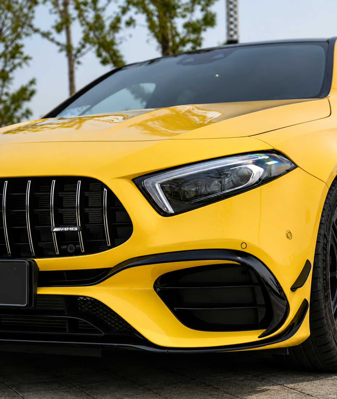 Front lip paraurti anteriore per Mercedes Classe A AMG A45 W177 Nero lucido (18-23)