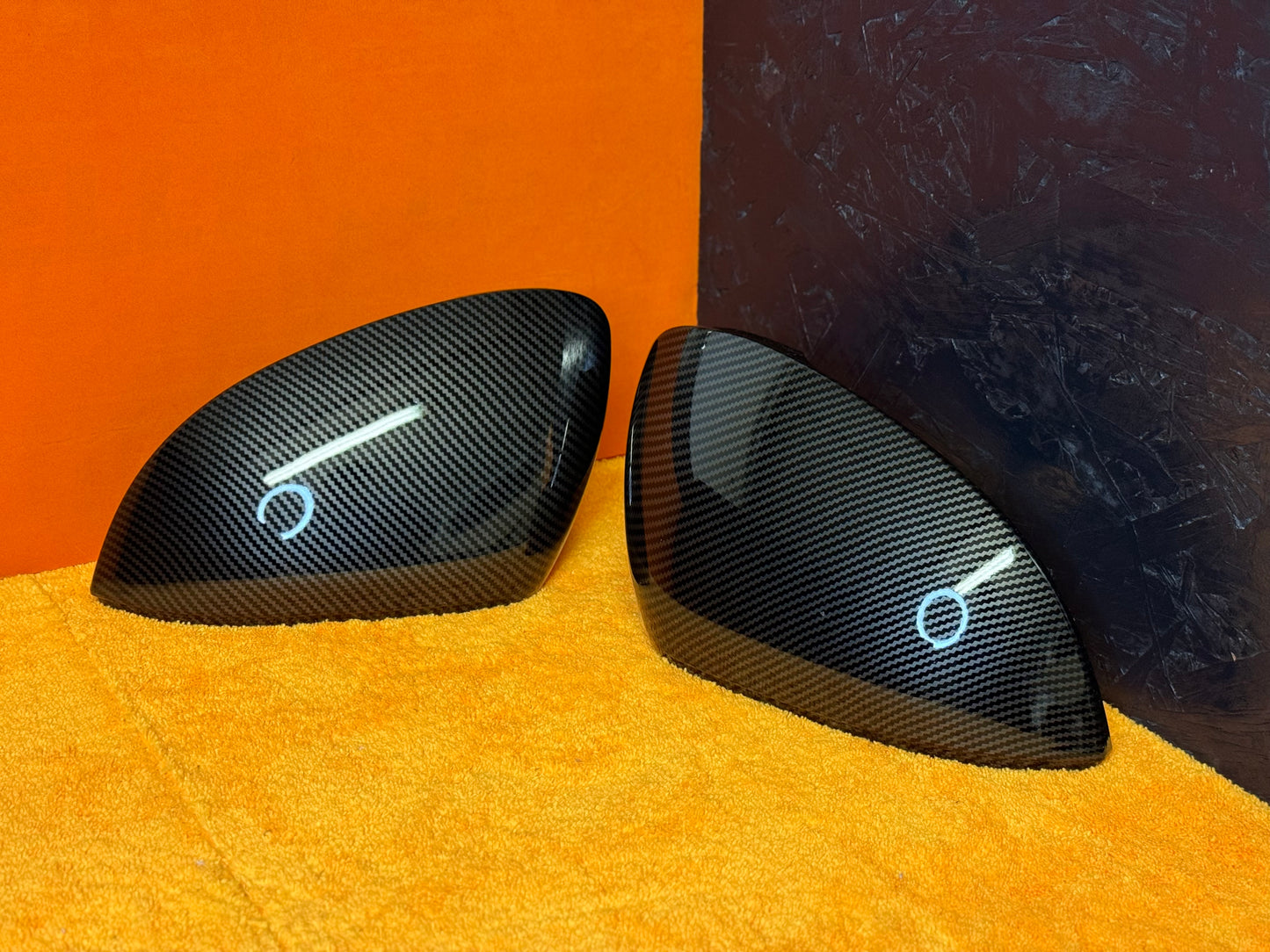 Coppia Calotte Specchio Retrovisore per VW Golf MK8 Nero lucido/Carbon look