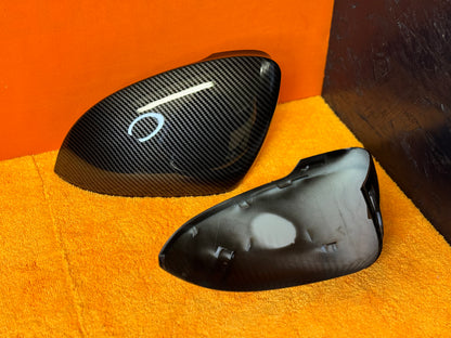 Coppia Calotte Specchio Retrovisore per VW Golf MK8 Nero lucido/Carbon look