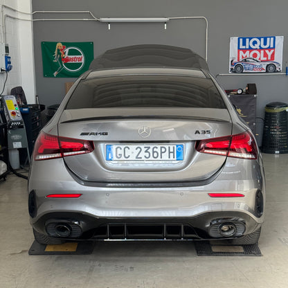 Diffusore posteriore stile A35 AMG per Mercedes Classe A W177 Sedan/Berlina (nero lucido)