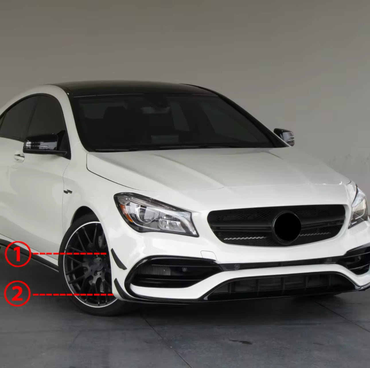 Front lip Paraurti Anteriore Per Mercedes Classe CLA C117 CLA35/45 Nero lucido(16-18)
