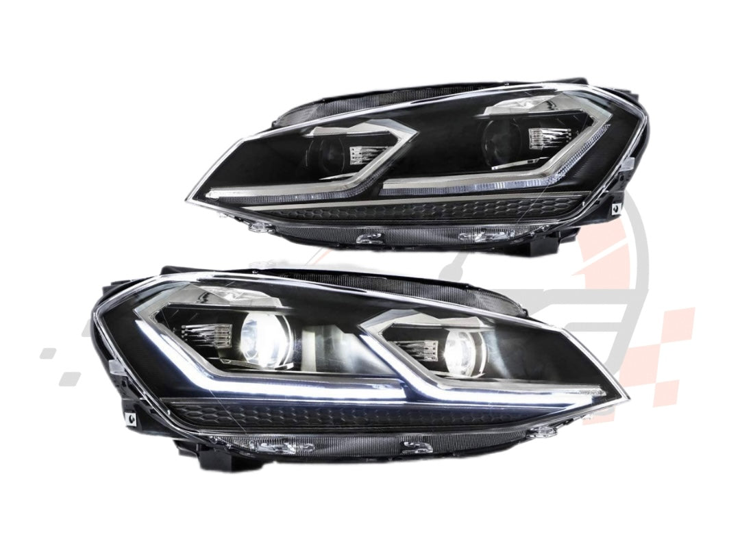 Coppia Fanali Anteriori Dinamici Full Led Fumè per VW Golf MK7 MK7.5