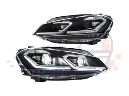 Coppia Fanali Anteriori Dinamici Full Led Fumè per VW Golf MK7 MK7.5