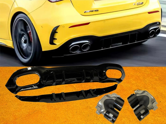 Diffusore Posteriore Stile A45 AMG per Mercedes Classe A W177 (nero lucido)
