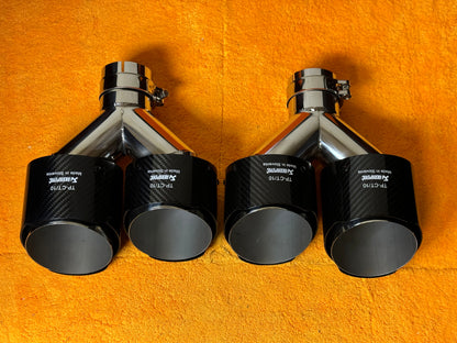 Coppia Terminali Doppi Scarico Auto Universale AK 63mm In - 114mm Out (2pz)